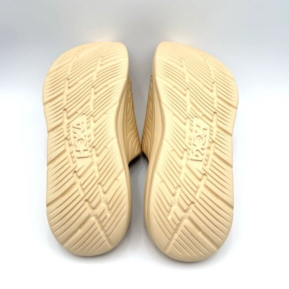 HOKA One One Ora Luxe Recovery Slide Sandals Men\'s Size 14 Shortbread / Eggnog